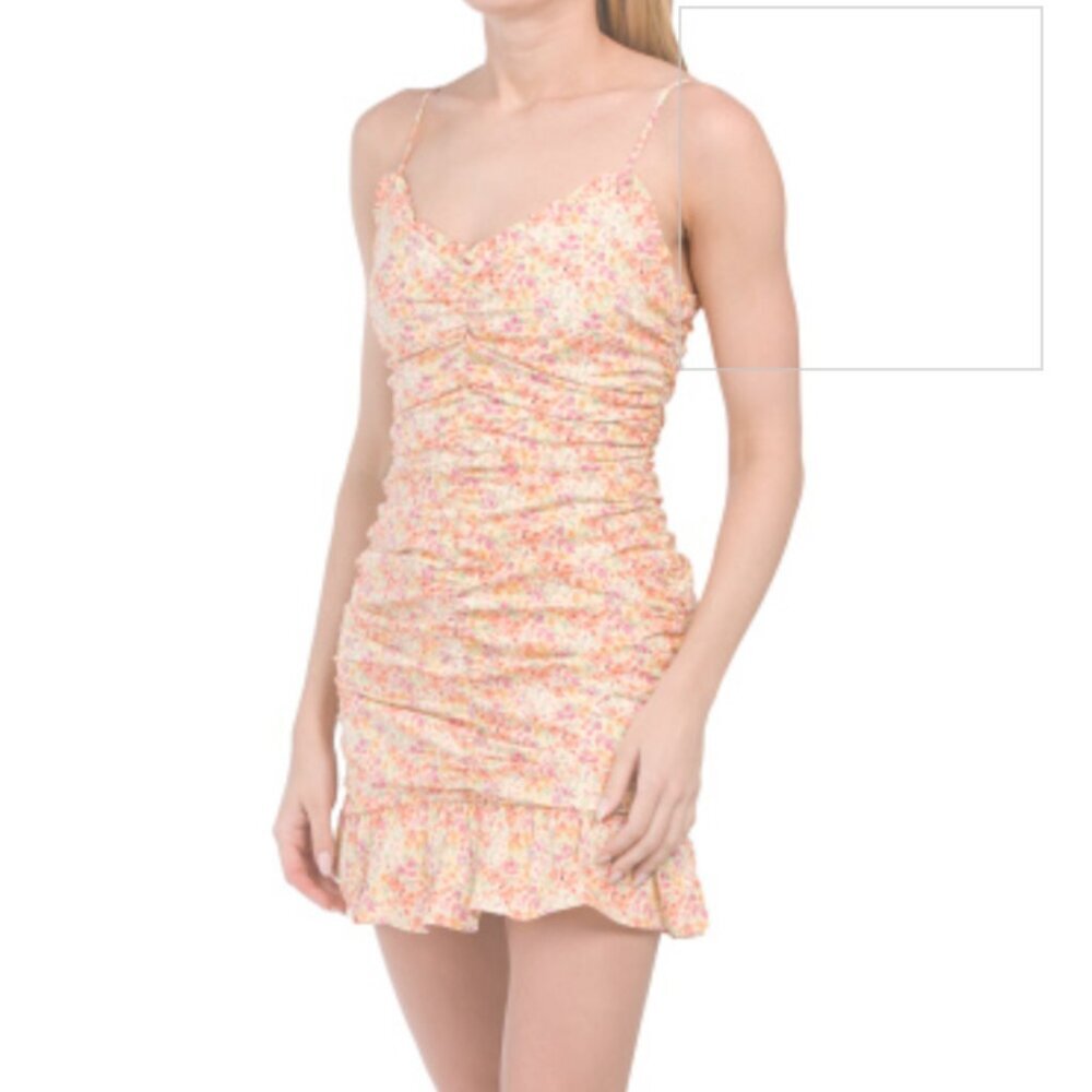 NWOT SZ MED LUSH Sleeveless Ruched Floral Mini Dres